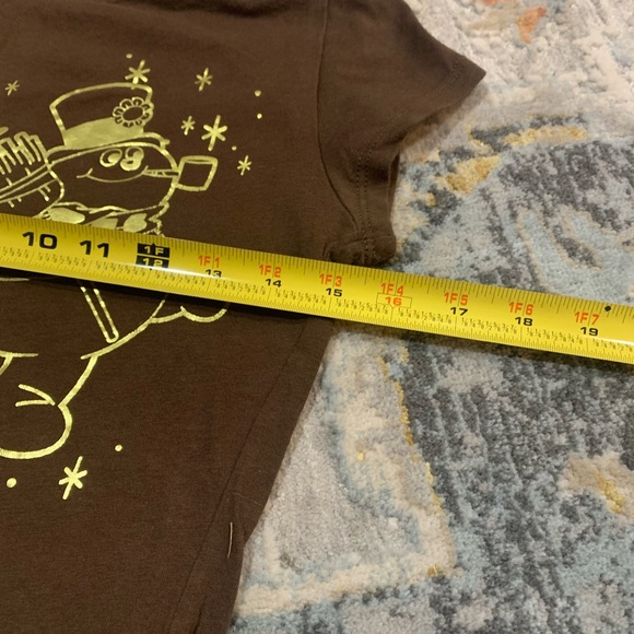 Frosty Snowman T Shirt Catch Me If You Can Brown Gold Foil Women’s‎ Size Small - Picture 4 of 5
